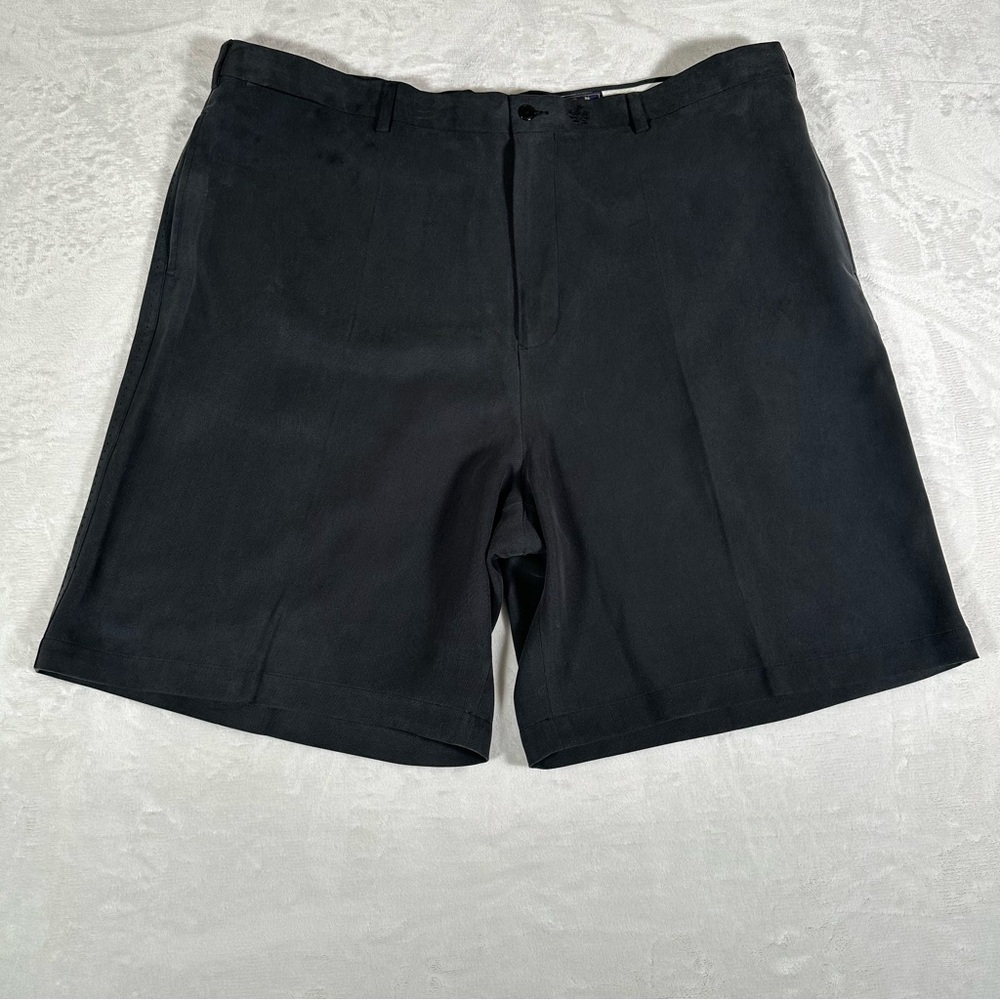 Nat Nast Golf Shorts Men Size 44 Black 100% Silk Slash Pockets 9" Inseam EUC